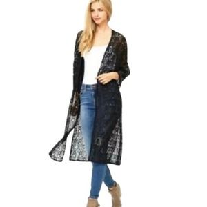 NWT LuLaRoe Shirley Black Lace Kimono Medium